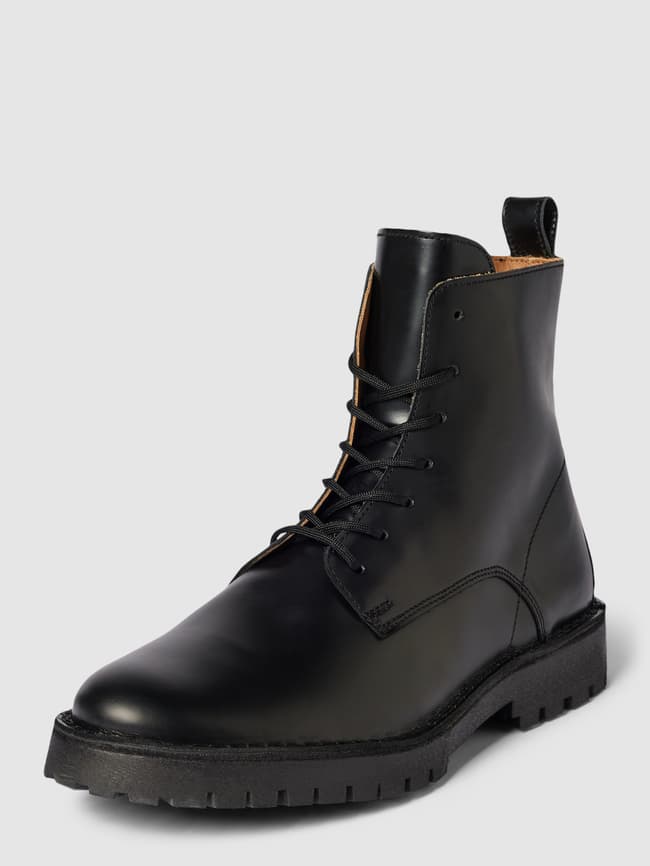 Кожаные ботинки на шнуровке, модель RICKY Selected, черный кожаные кроссовки модель дэвид selected белый
