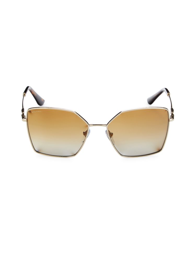 Квадратные солнцезащитные очки 56MM Bvlgari, цвет Pale Gold цена и фото