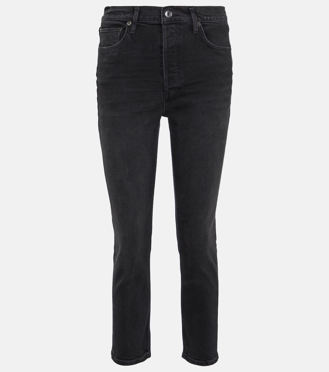 Укороченные прямые джинсы riley с высокой посадкой Agolde, черный цена и фото