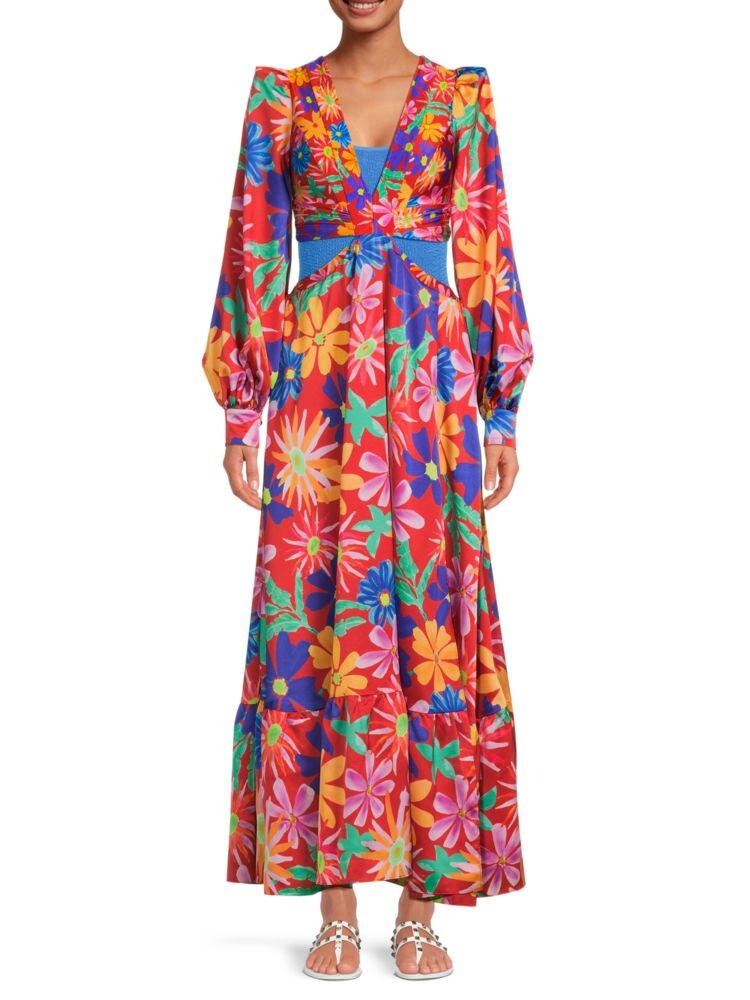 

Платье макси с цветочным вырезом Aster Patbo, цвет Red Multicolor