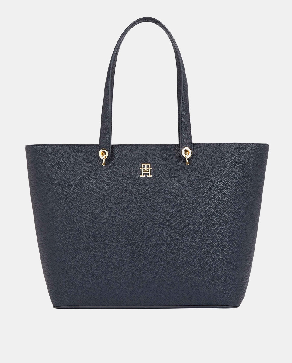 цена Большая темно-синяя сумка с логотипом TH и застежкой-молнией Tommy Hilfiger, темно-синий