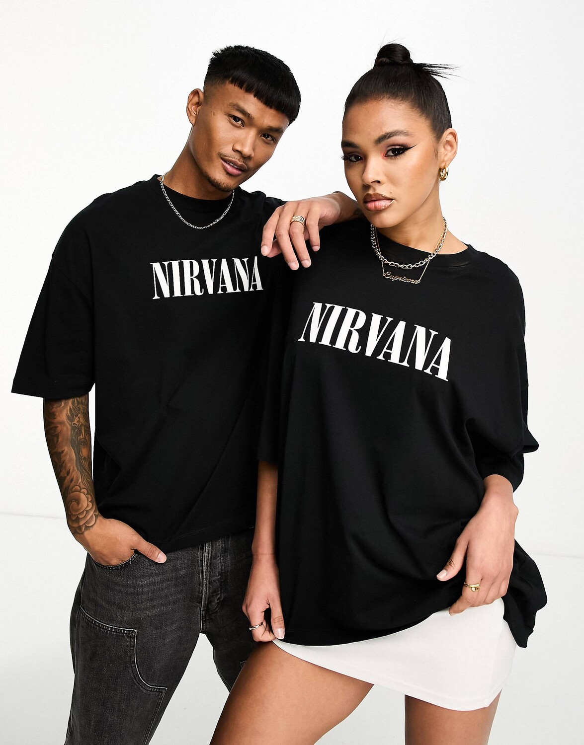 

Черная футболка оверсайз унисекс с принтом Nirvana ASOS DESIGN