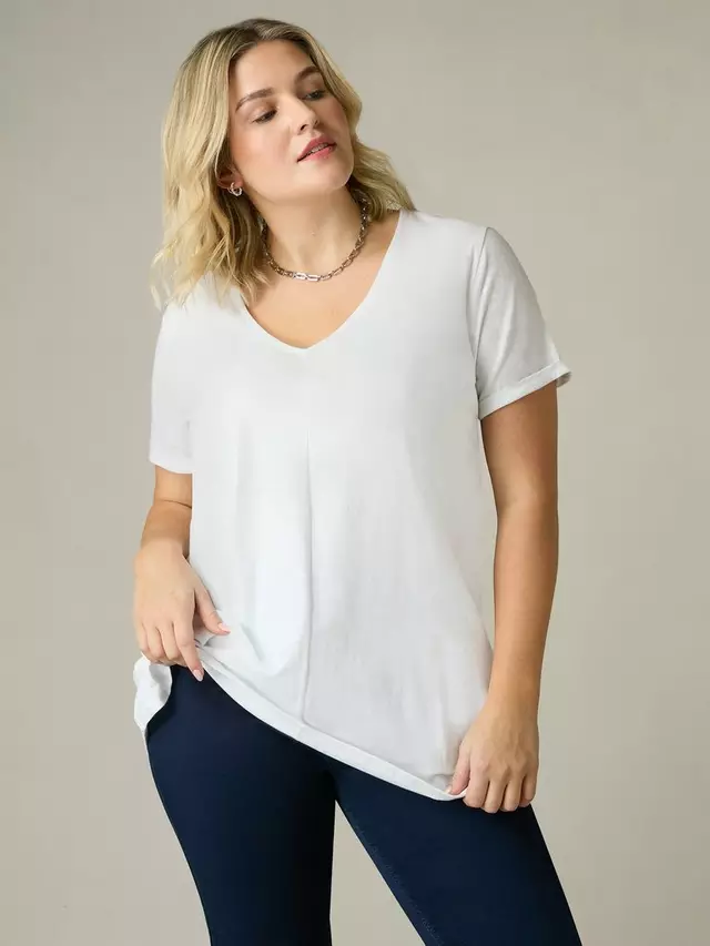 

Футболка Live Unlimited Curve Cotton Slub V-Neck Longline, белый
