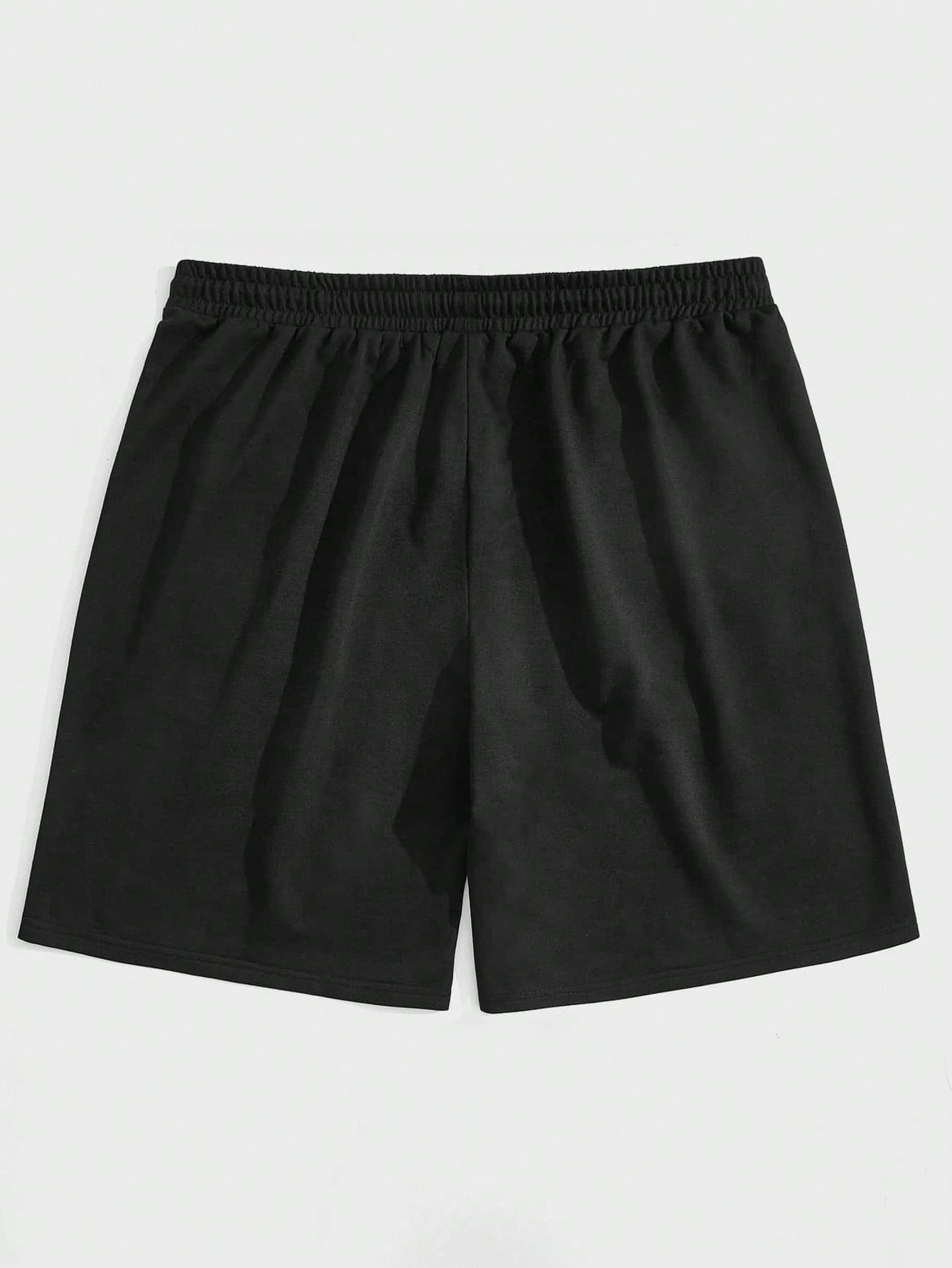 цена ROMWE Мужские шорты в стиле гранж-панк с принтом букв на завязке на талии, черный