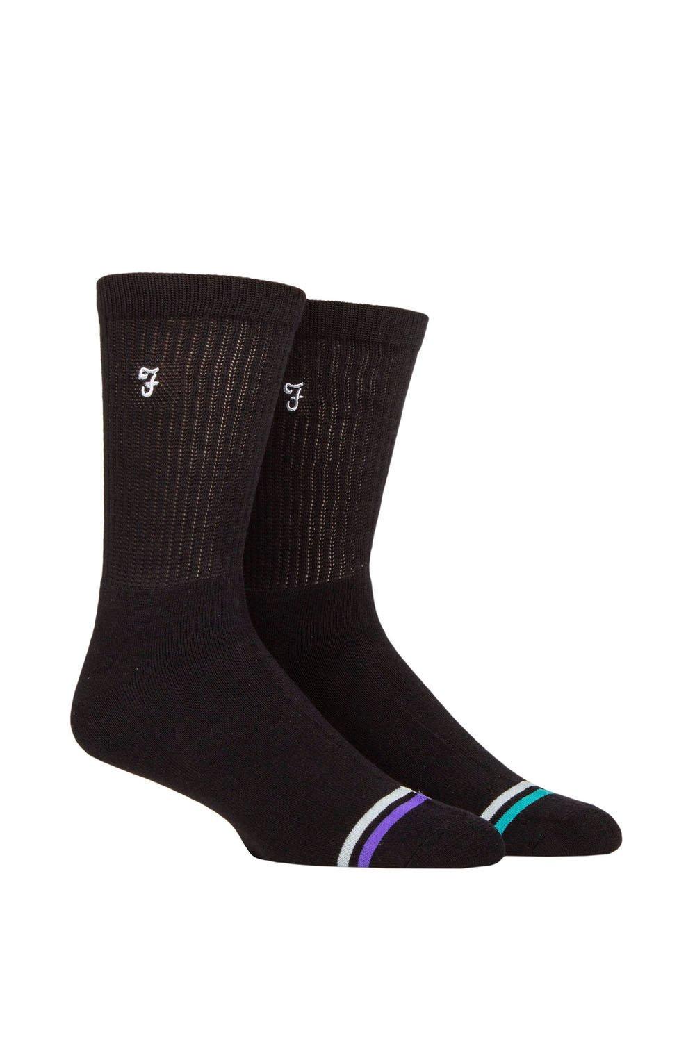 men business leisure striped thin long socks breathable socks commercial silk comfortable socks bamboo fiber foot bath socks Мужские 2 пары бамбуковых носков для отдыха Farah, черный