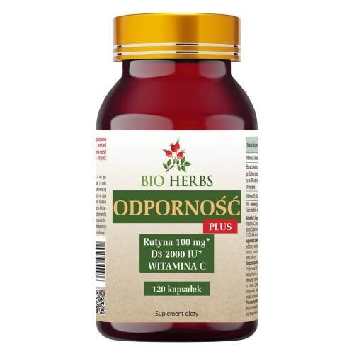 

Bio Herbs, Immunity Plus Forte Rutin, витамин D3 и C, 120 шт.