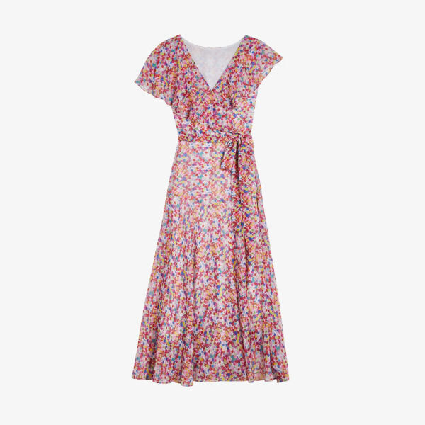 

Платье миди Priiyah с графичным принтом и оборками Ted Baker, белый