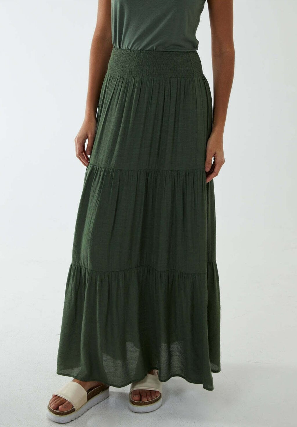 

Юбка макси SHIRRING WAIST TIERED Blue Vanilla, цвет khaki
