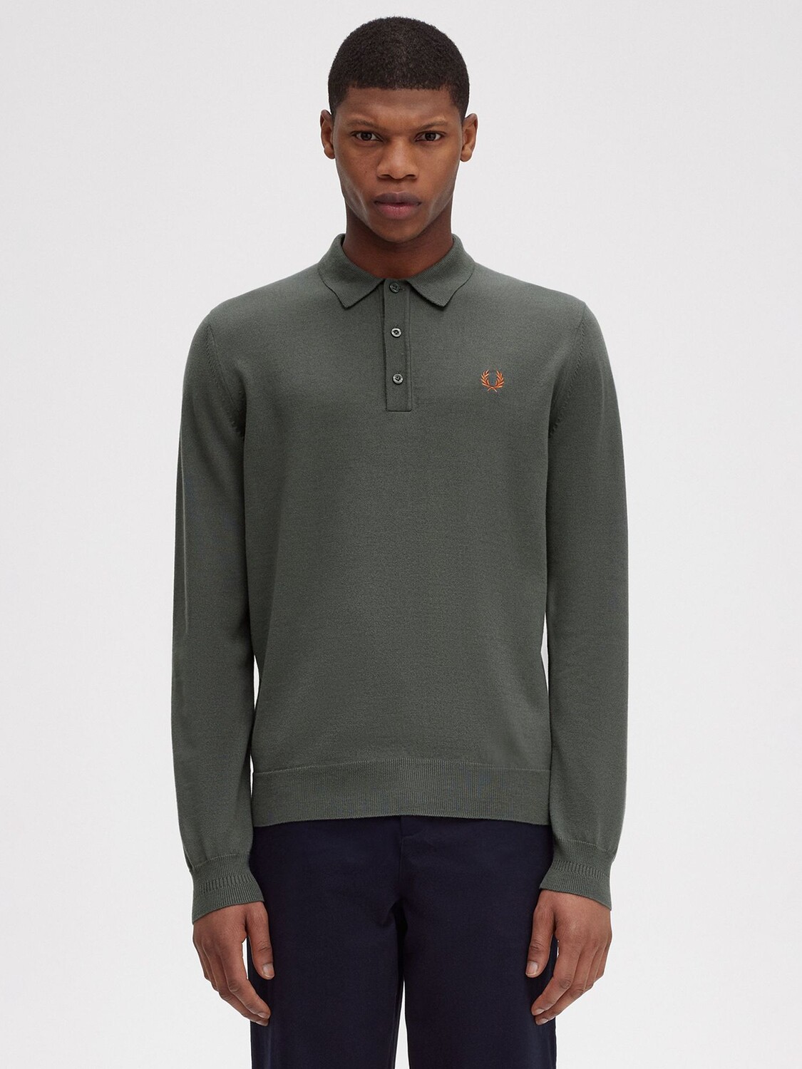 

Рубашка поло из смесовой шерсти с длинными рукавами Fred Perry, поле зеленое