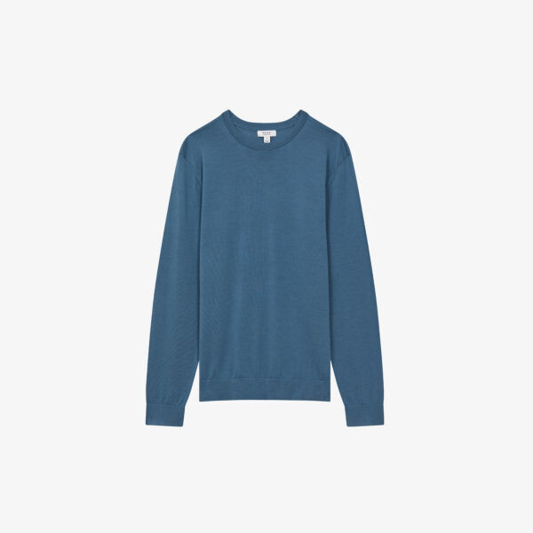 

Джемпер Wessex из мериносовой шерсти с круглым вырезом Reiss, синий