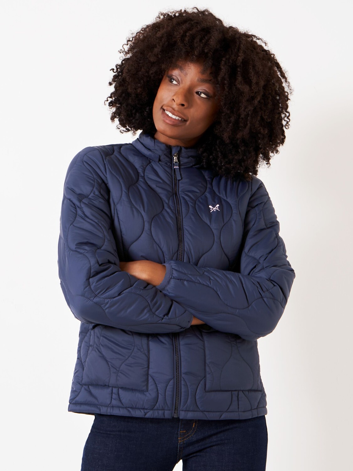 

Легкая нейлоновая стеганая куртка Crew Clothing, темно-синий