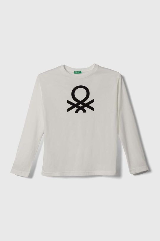 цена Хлопковая рубашка с длинными рукавами для мальчиков и девочек United Colors of Benetton, белый