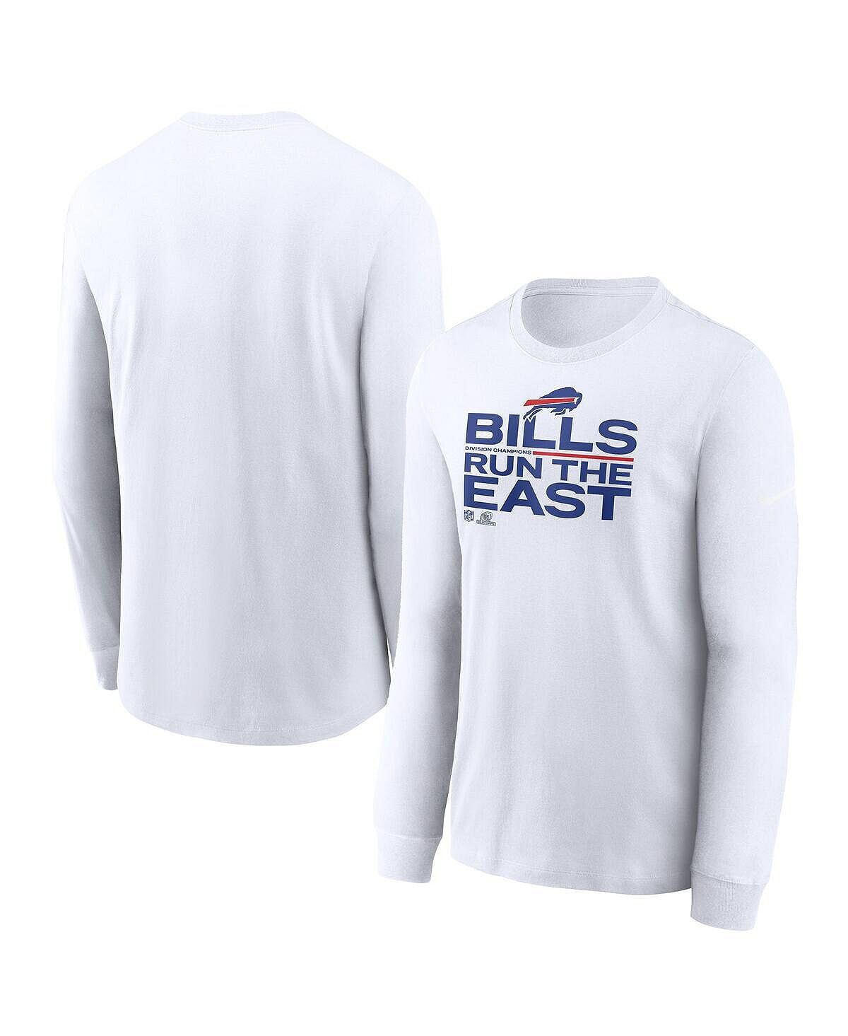 

Мужская белая футболка с длинным рукавом Buffalo Bills 2021 AFC East Division Champions Trophy Collection Nike, Белый