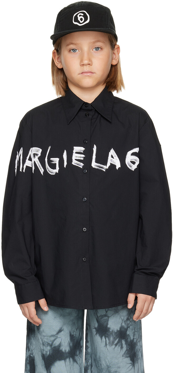 

MM6 Maison Margiela Kids Черная рубашка с принтом