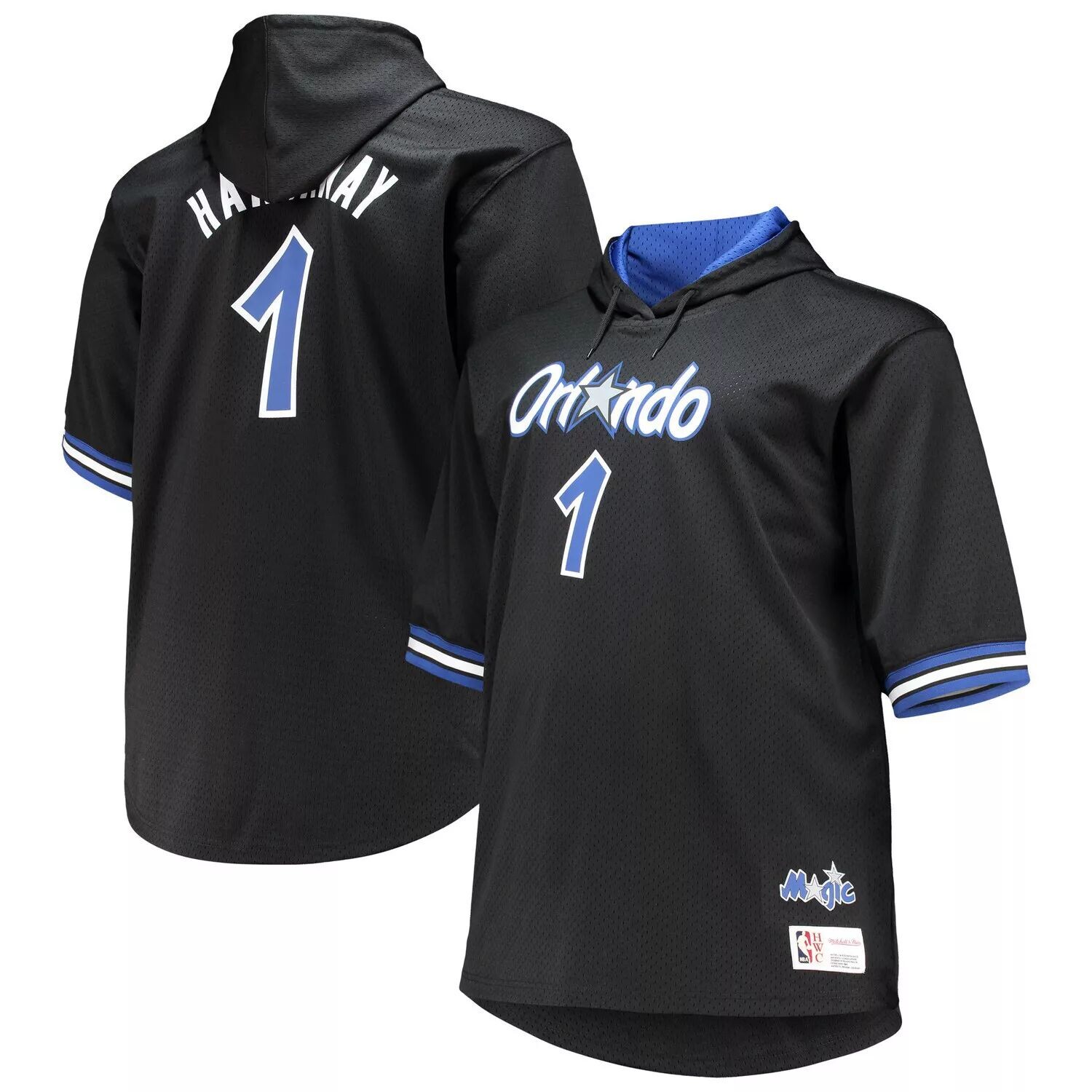 

Мужская толстовка с короткими рукавами Mitchell & Ness Penny Hardaway черного/синего цвета Orlando Magic Big & Tall Name & Number