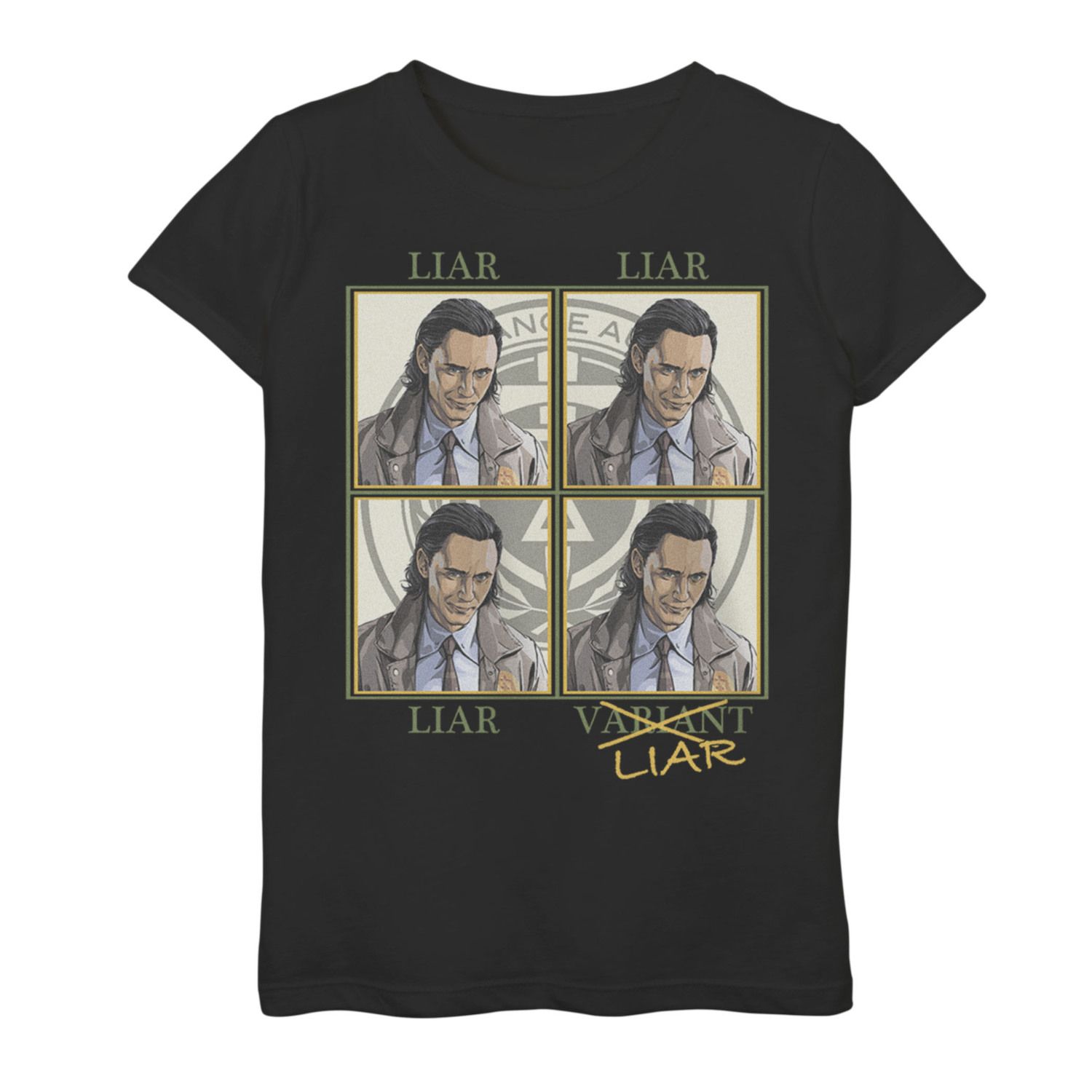 Футболка с рисунком «Marvel Loki Liar, Liar, Liar, Variant Loki Box Up» для девочек 7–16 лет Marvel