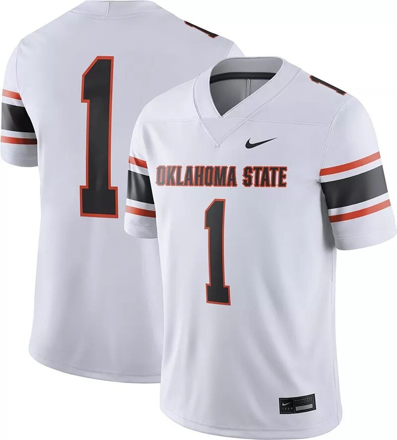 

Мужское белое футбольное джерси для выездных игр Nike Oklahoma State #1 Dri-FIT