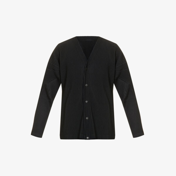 

Базовый вязаный кардиган с V-образным вырезом Homme Plissé Issey Miyake, черный