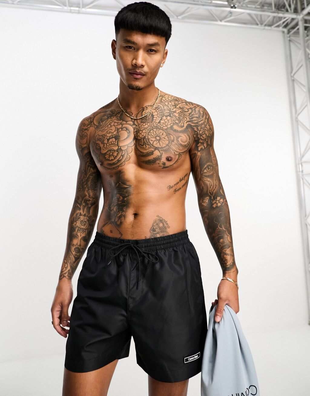 

Черные шорты для плавания с кулиской и логотипом Calvin Klein