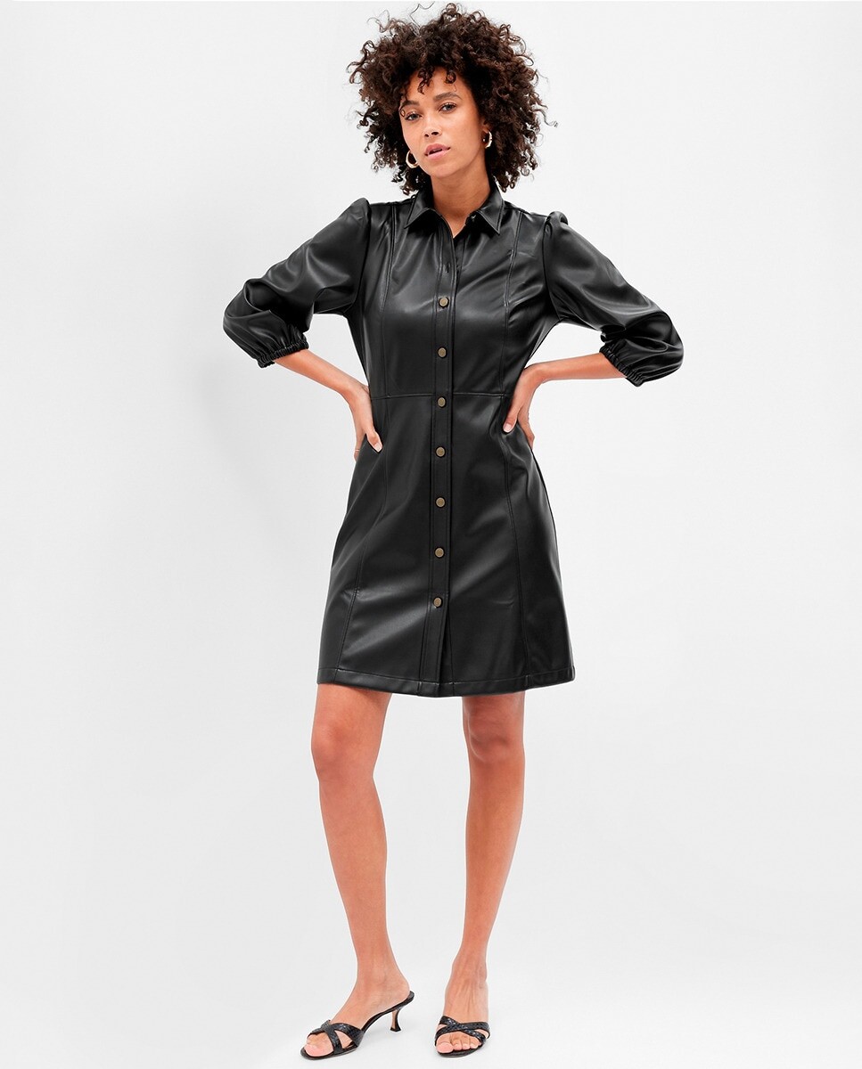

Короткое платье из искусственной кожи Gap, черный