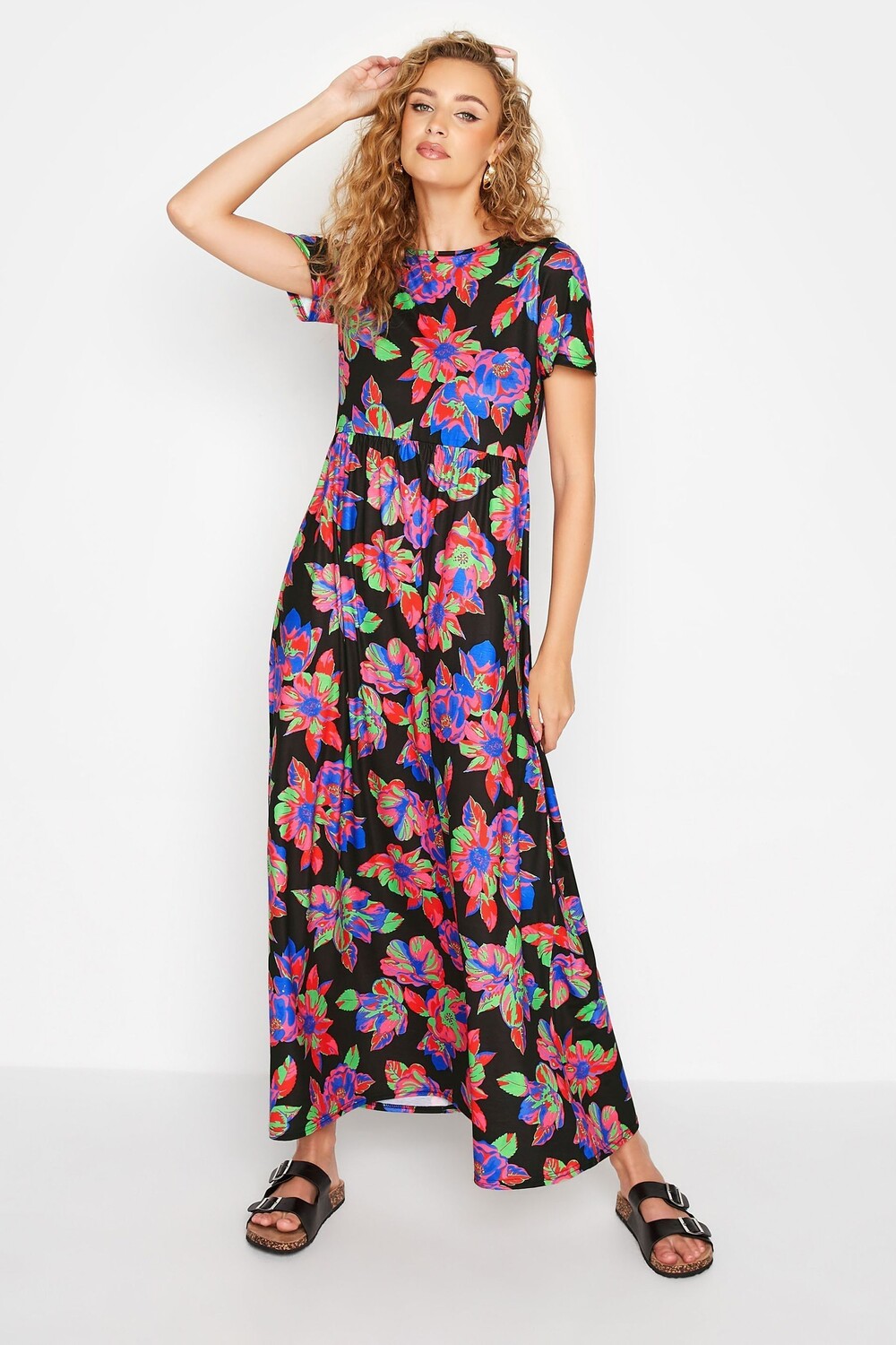 

Платье макси с абстрактными цветами Long Tall Sally, черный