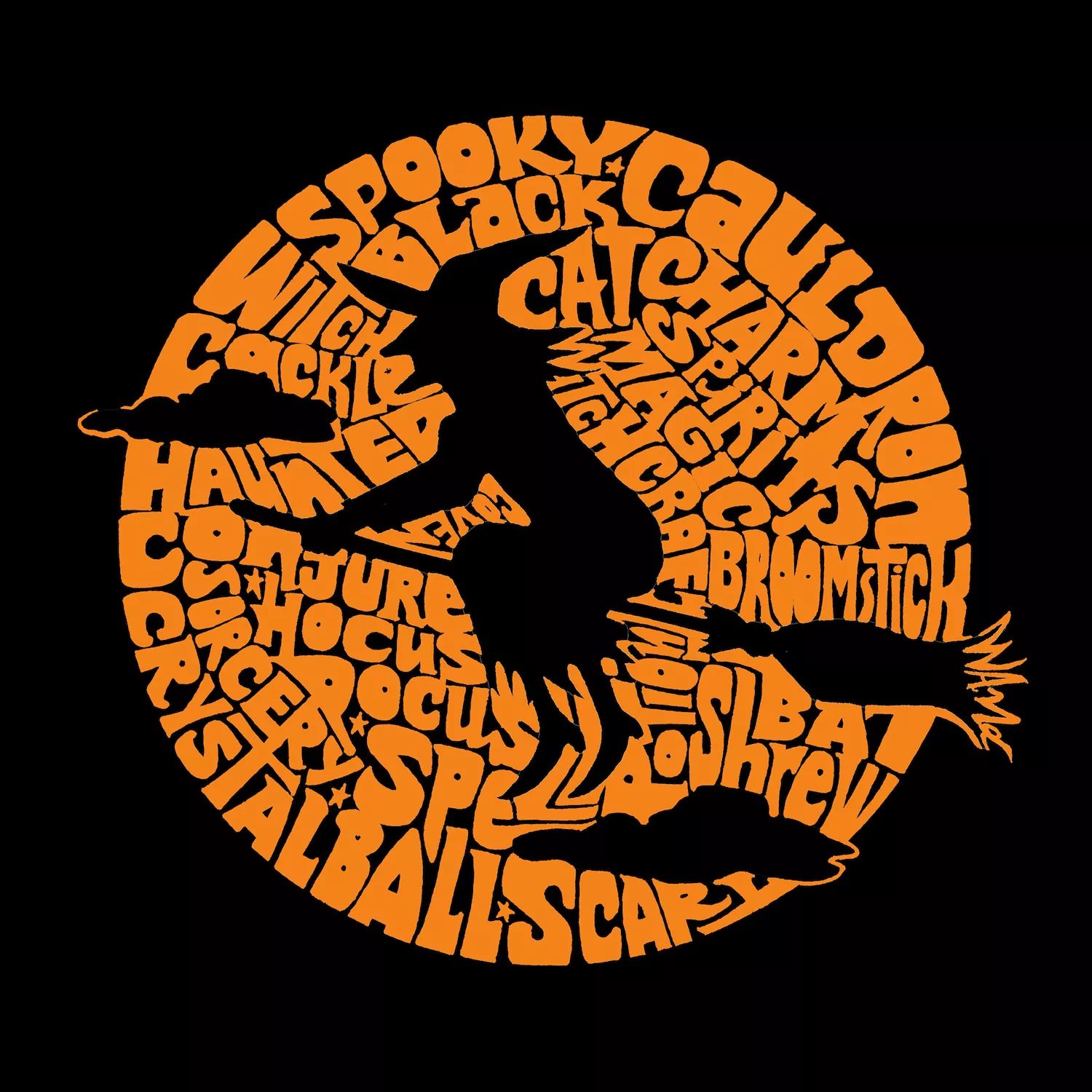 Мужская футболка с рисунком Word Art - Spooky Witch LA Pop Art мужская толстовка с круглым вырезом spooky witch word art la pop art темно серый