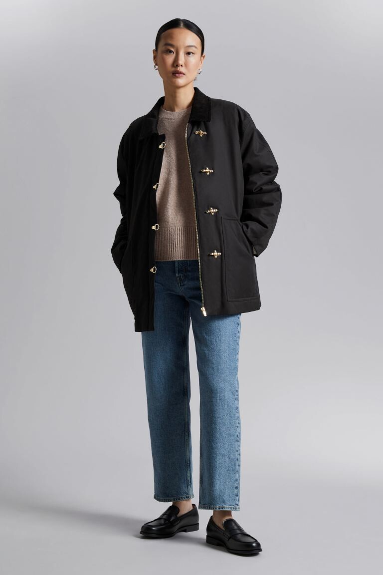 

Свободный дафлкот H&M, черный