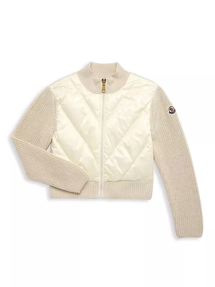 

Пуховый кардиган для маленьких девочек и девочек Moncler, белый
