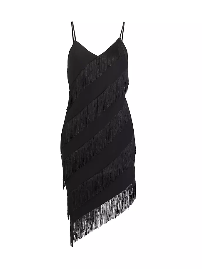 Асимметричное платье миди Belladonna с бахромой Amanda Uprichard, черный