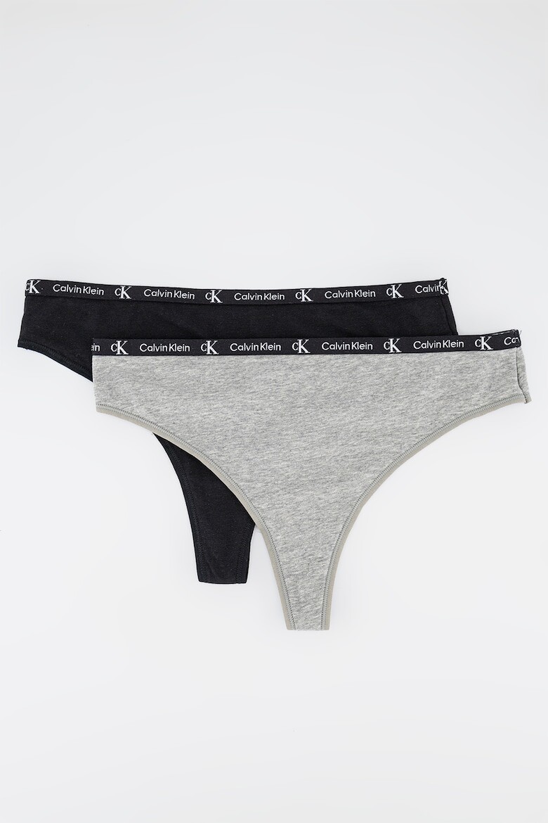 

Стринги с логотипом на талии - 2 пары Calvin Klein, черный