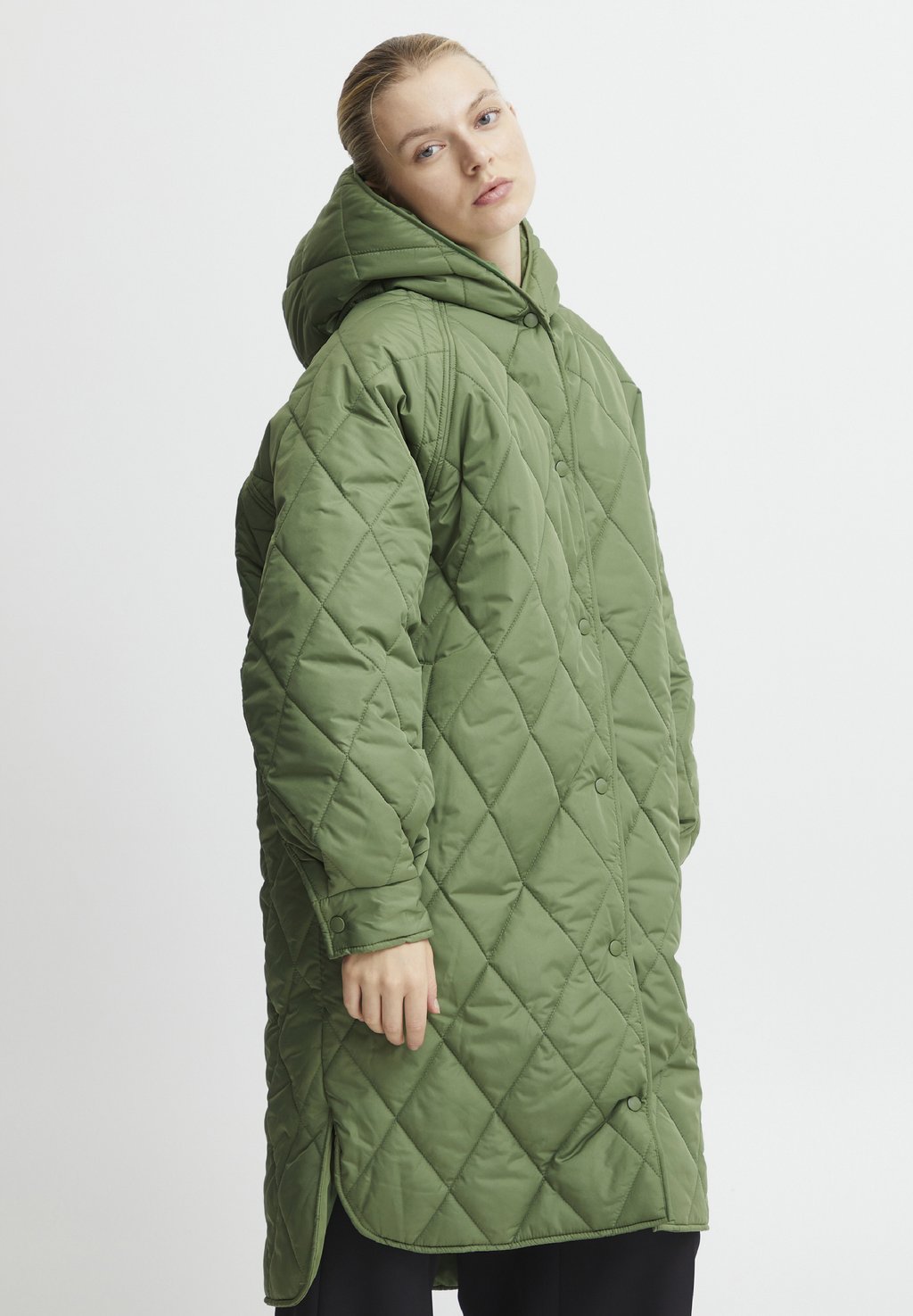 Зимнее пальто ICHI, бутылочно-зеленый зимнее пальто ichi bunala зеленый