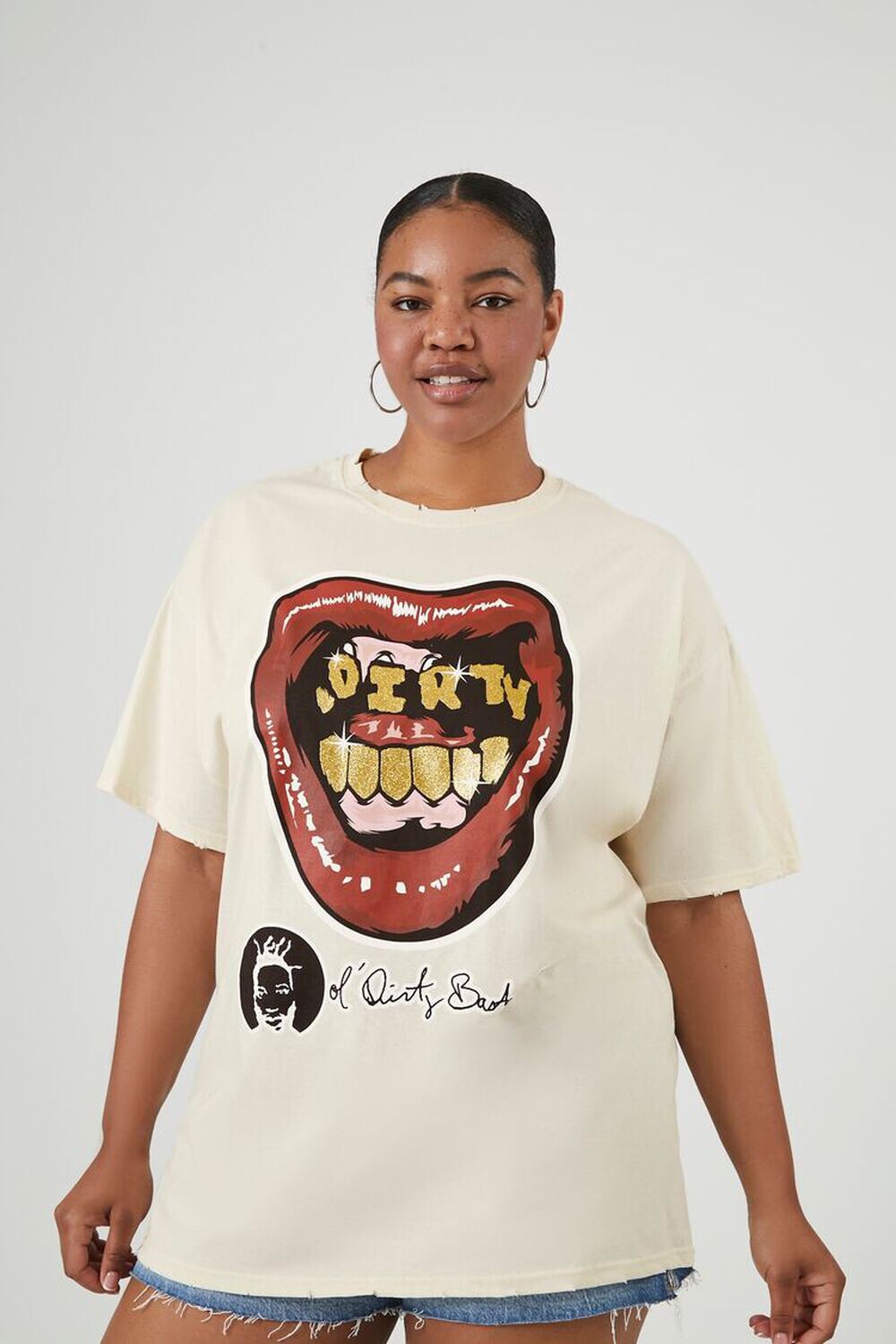 

Плюс размер Футболка с рисунком Ol Dirty Bastard Forever 21, белый