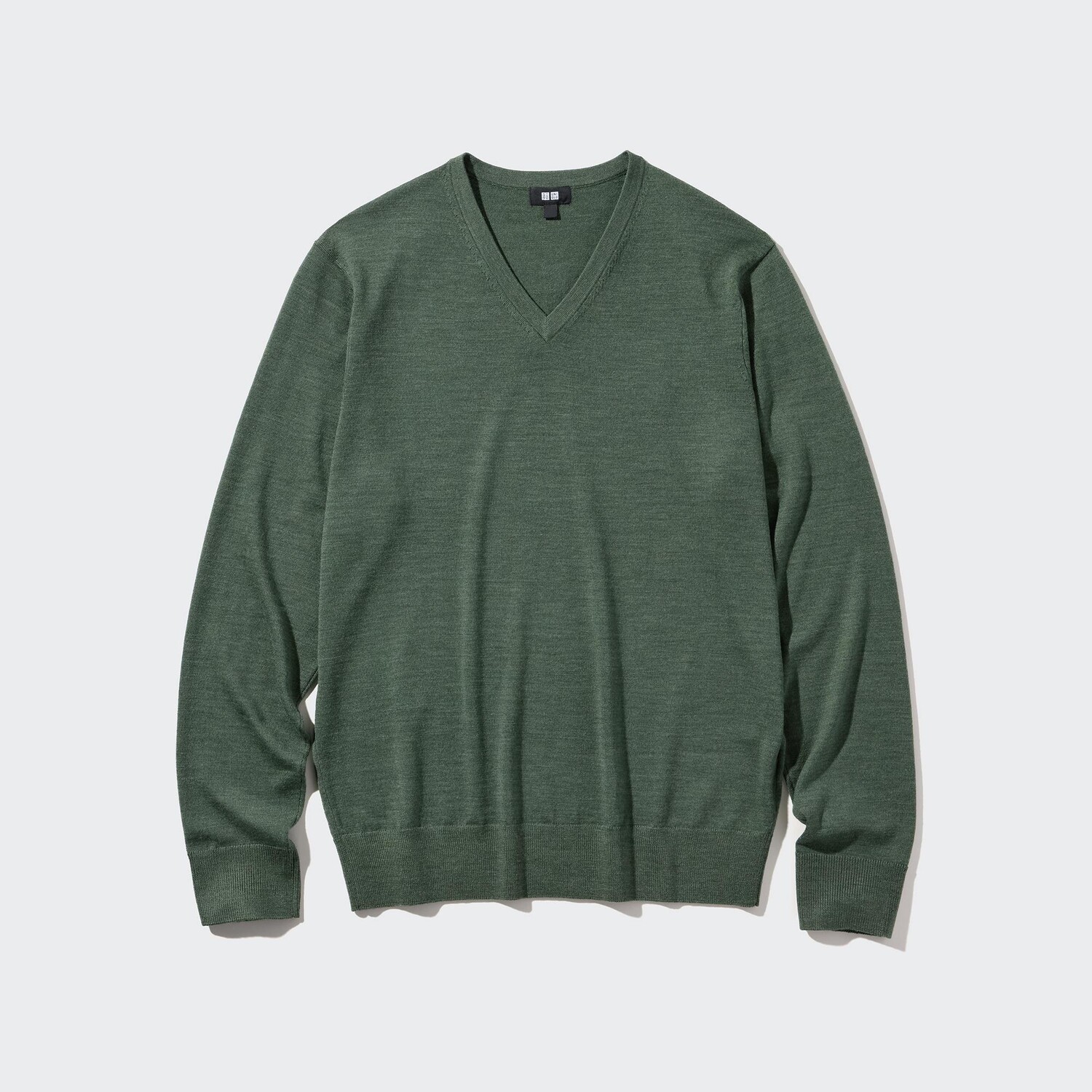 

Свитер Uniqlo мужской из шерсти мериноса, оливковый, Зеленый