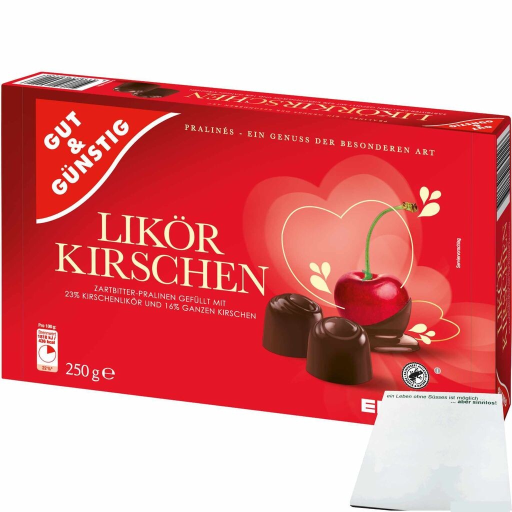 

Ликерная вишня Gut& с алкогольной начинкой (упаковка 250г) + блок усы USY