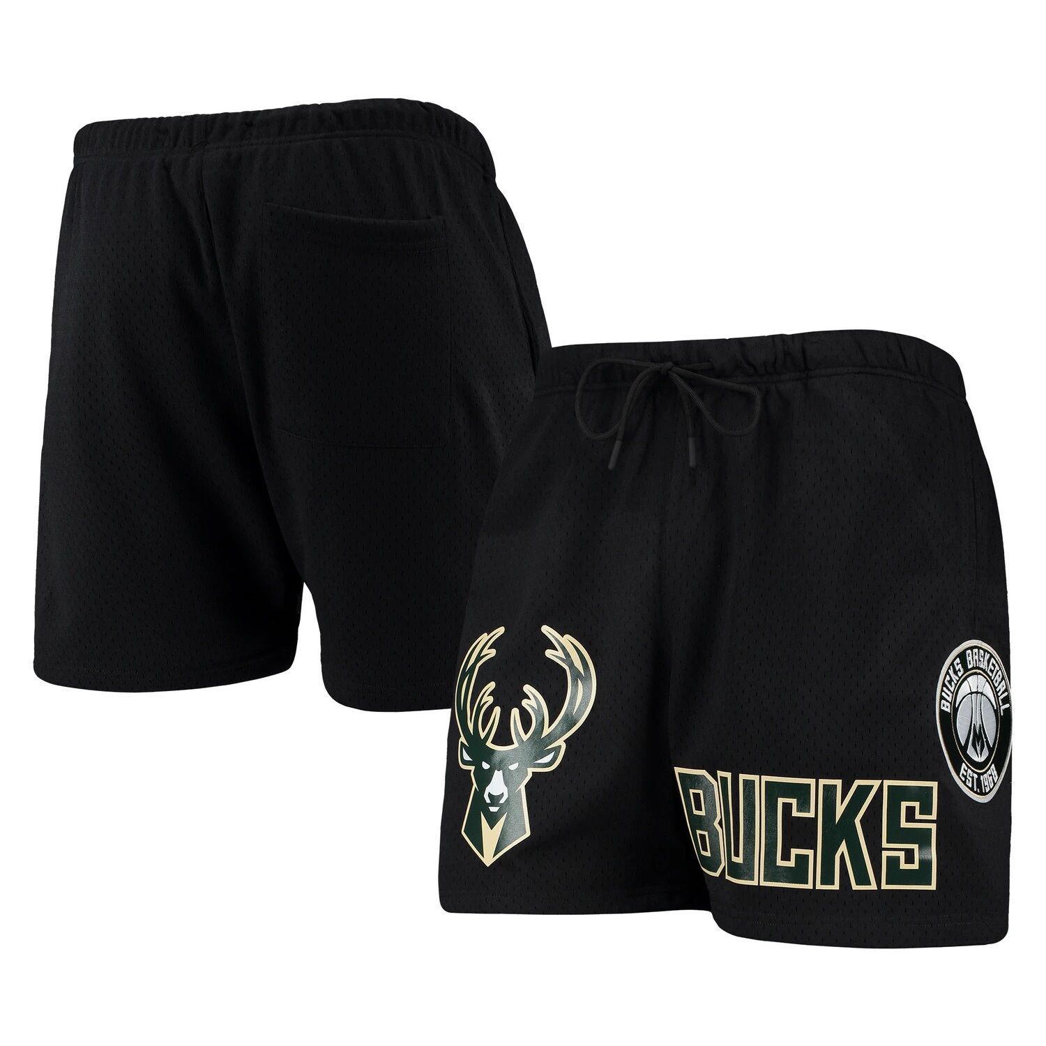 

Мужские шорты Pro Standard в сетку капсульного типа Milwaukee Bucks черного цвета