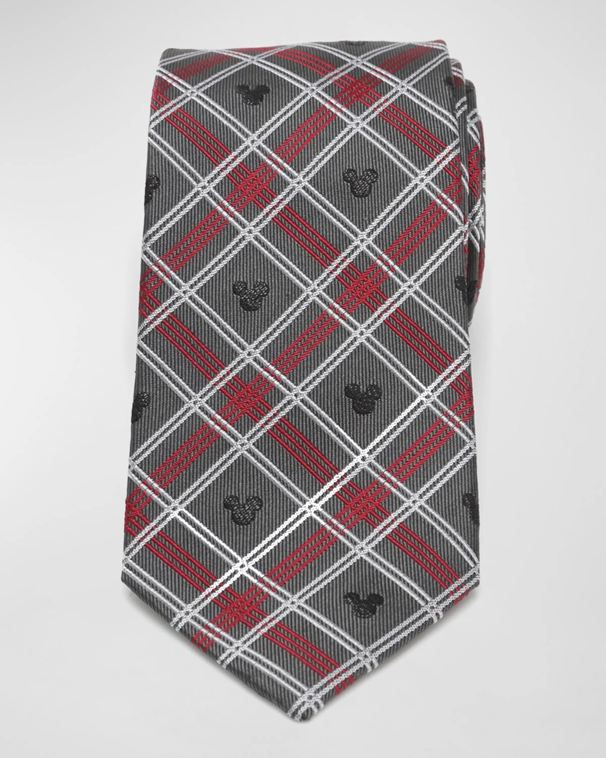 

Мужской шелковый галстук в клетку с Микки Маусом Cufflinks Inc., цвет Gray