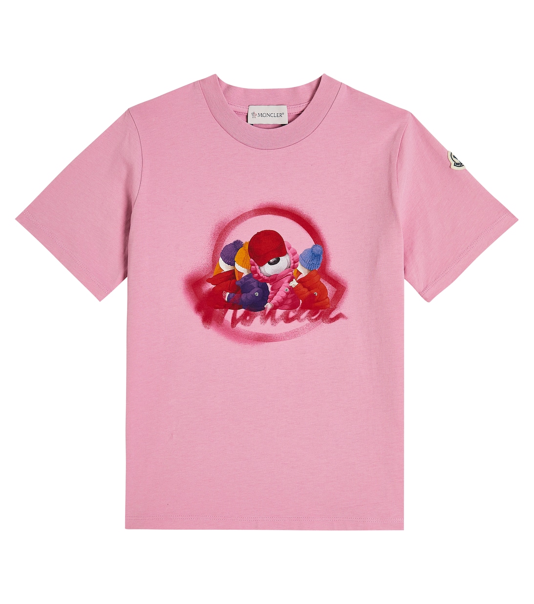 Хлопковая футболка с логотипом Moncler Enfant, розовый