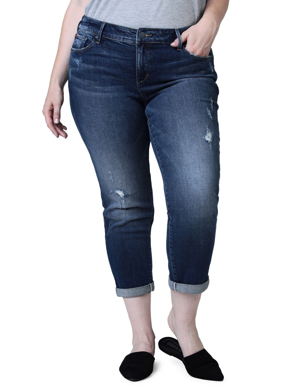 

Укороченные джинсы со средней посадкой Slink Jeans, Plus Size
