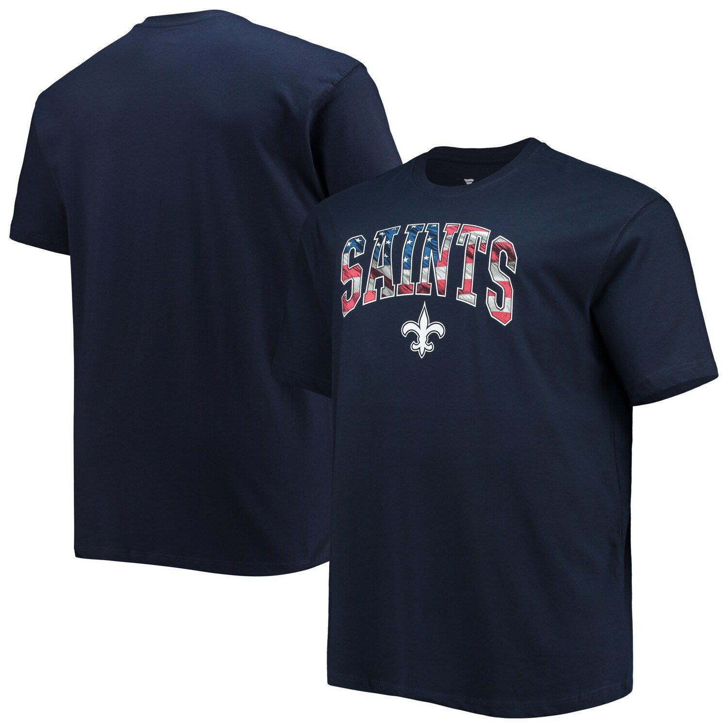 

Мужская темно-синяя футболка New Orleans Saints Big & Tall с надписью «4 июля» Banner Wave Fanatics