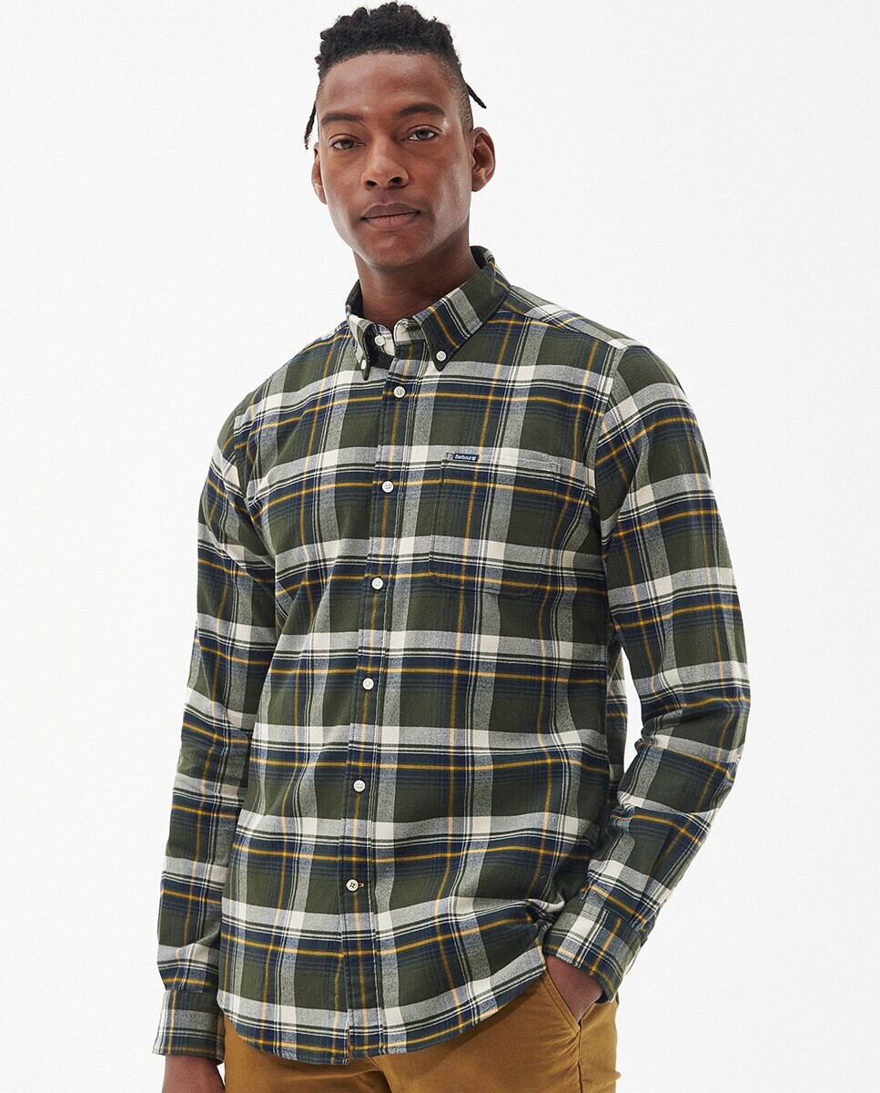 

Мужская клетчатая рубашка с длинными рукавами Barbour, зеленый