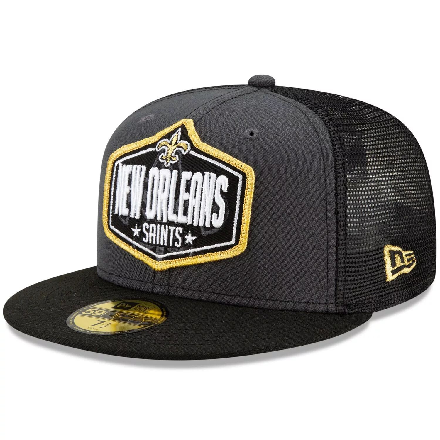 

Мужская облегающая шляпа New Era Graphite/Black New Orleans Saints 2021 NFL Draft On-Stage 59FIFTY