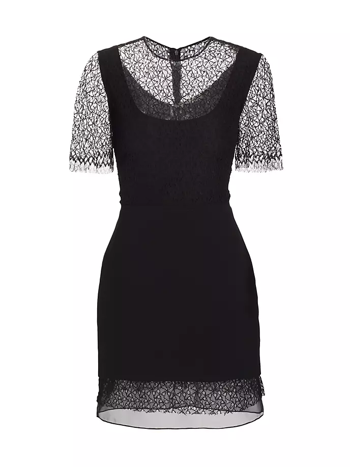 

Многослойное мини-платье из хлопкового кружева с геометрическим рисунком Jason Wu Collection, черный