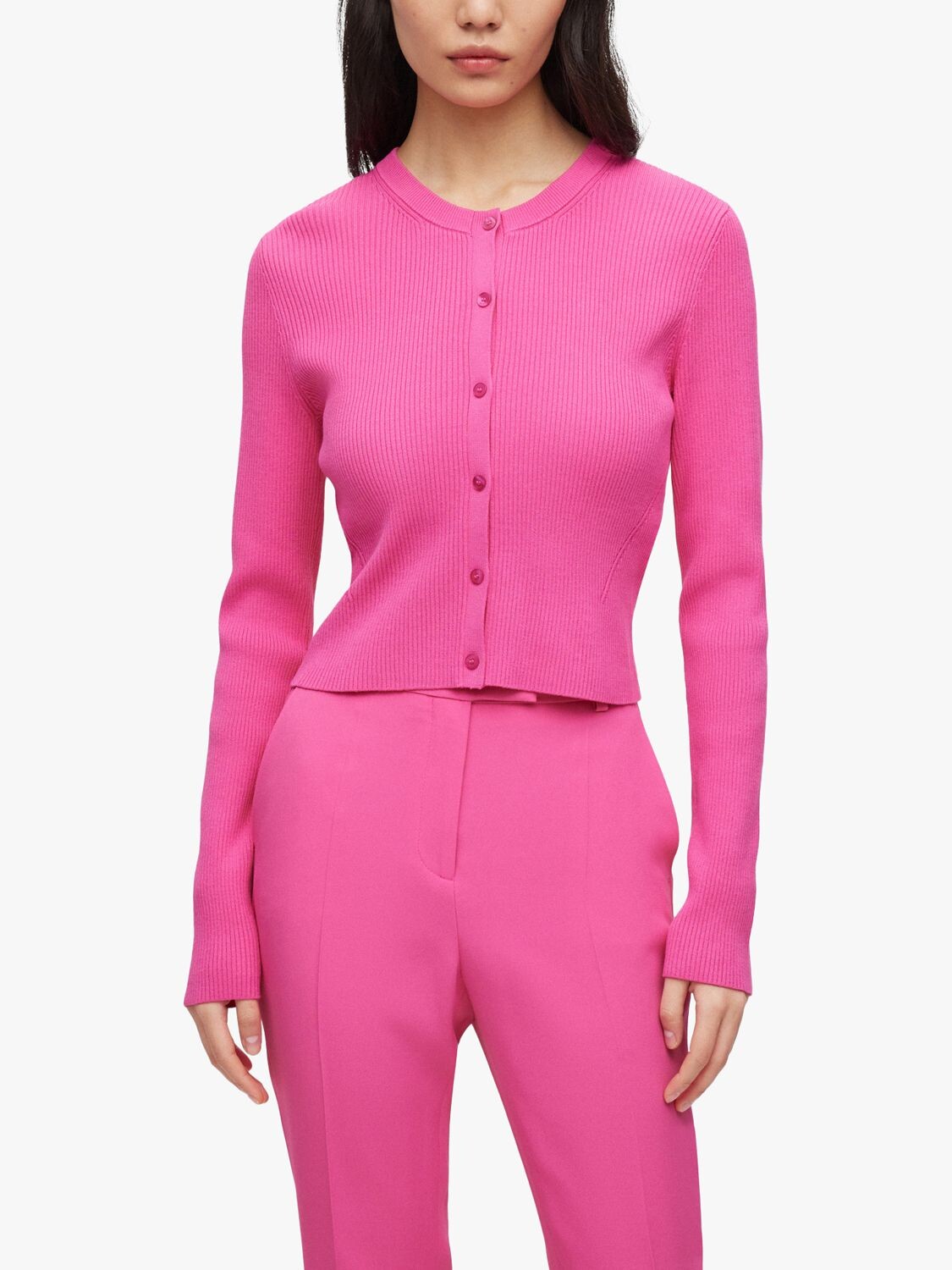

Кардиган в рубчик HUGO BOSS Fahara, светло-розовый