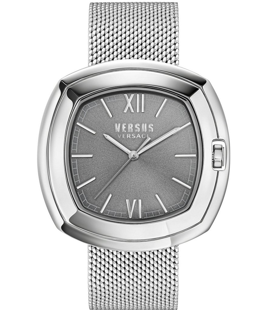 Мужские кварцевые аналоговые часы Versus By Versace U and Me с сетчатым браслетом из нержавеющей стали, серебро