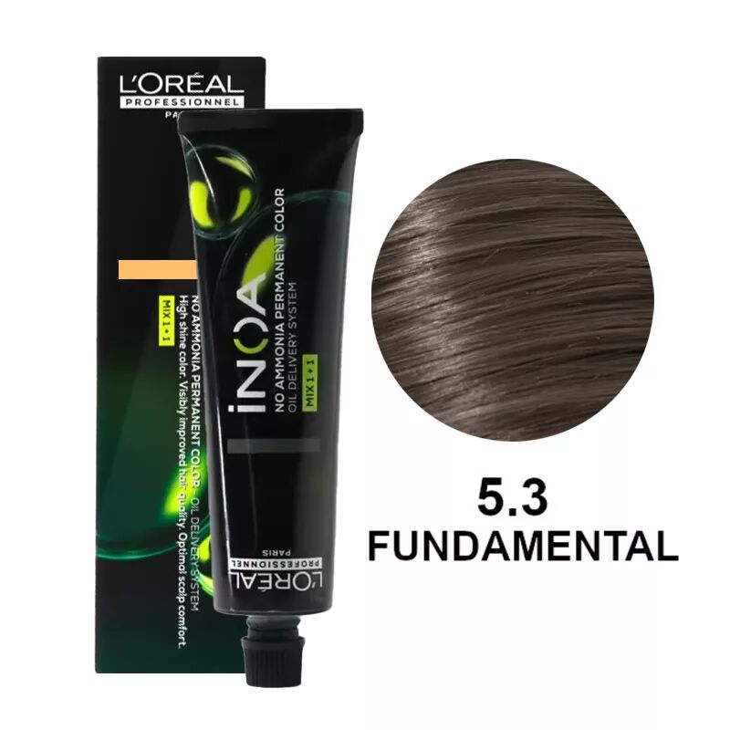 цена Перманентная краска для волос без аммиака 5.3 светло-золотисто-коричневый (база) L'Oréal Professionnel Inoa, 60г