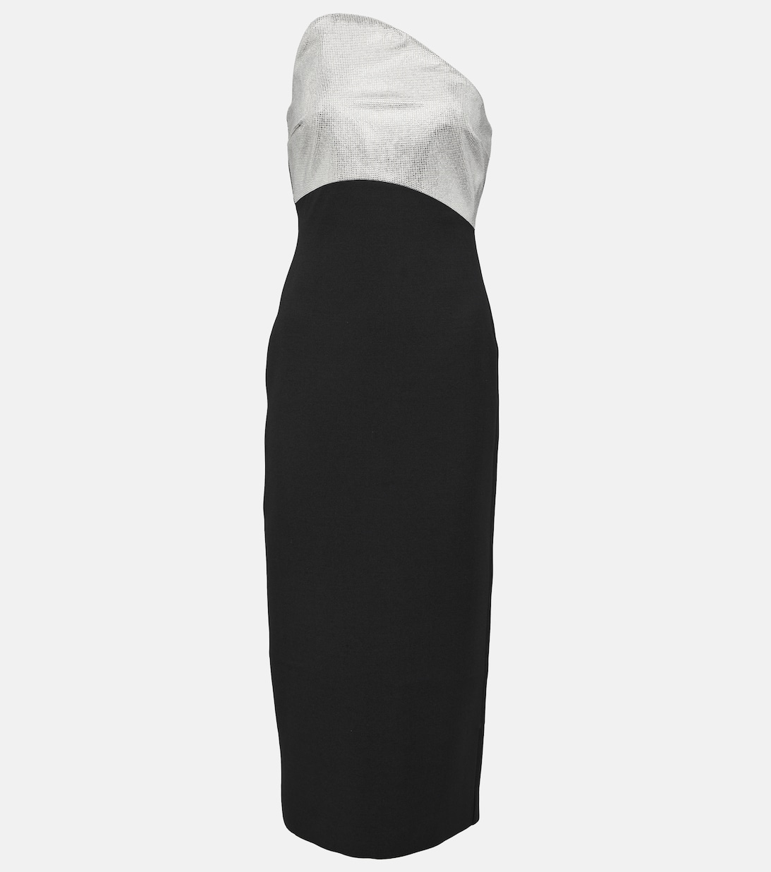 Украшенное платье миди из шерсти и шелка ROLAND MOURET, черный