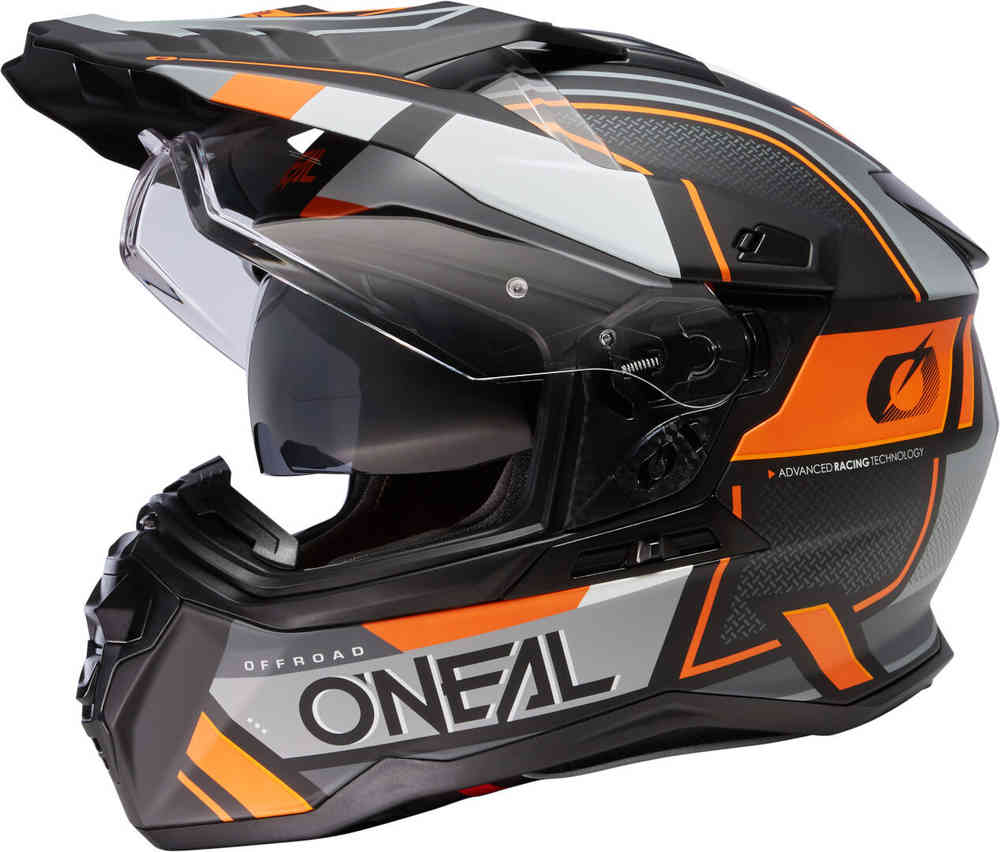 D-SRS Квадратный шлем для мотокросса Oneal, черный/серый/оранжевый