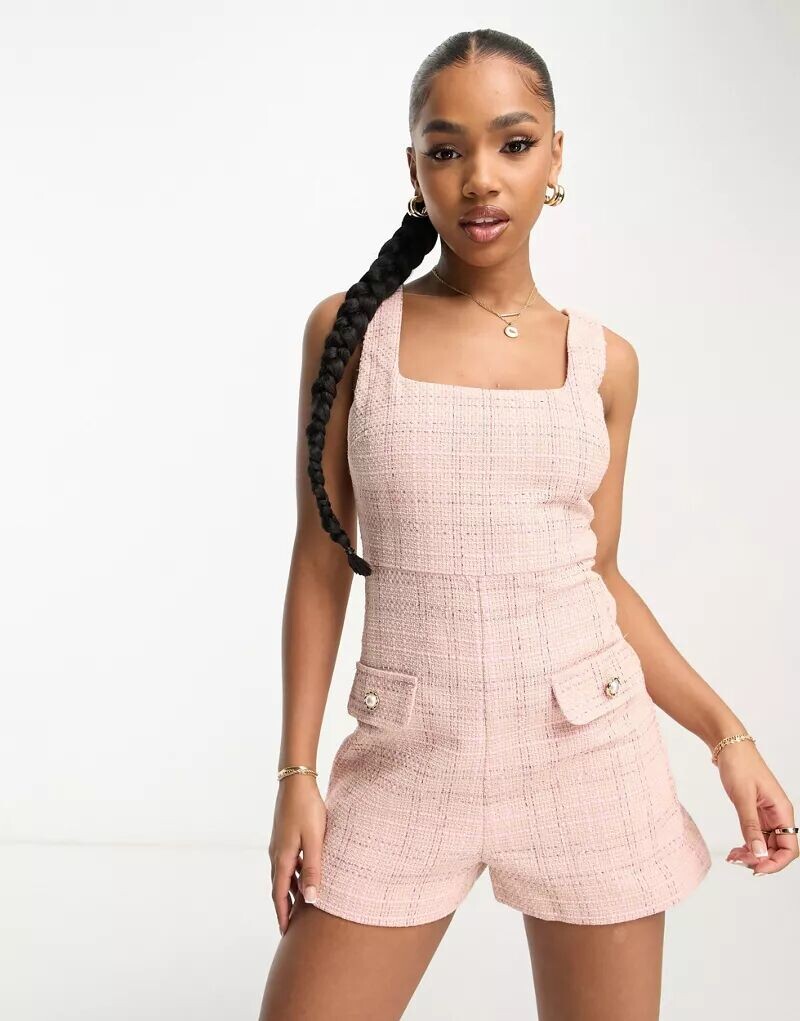 

Розовый комбинезон в клетку-букле Miss Selfridge