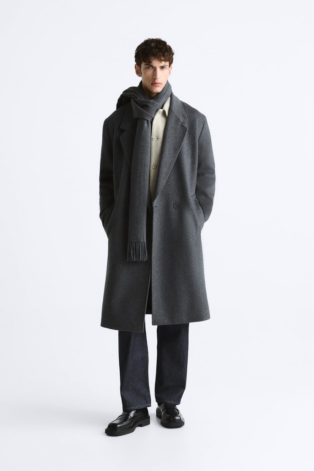 

Пальто из смесовой шерсти ZARA, серый