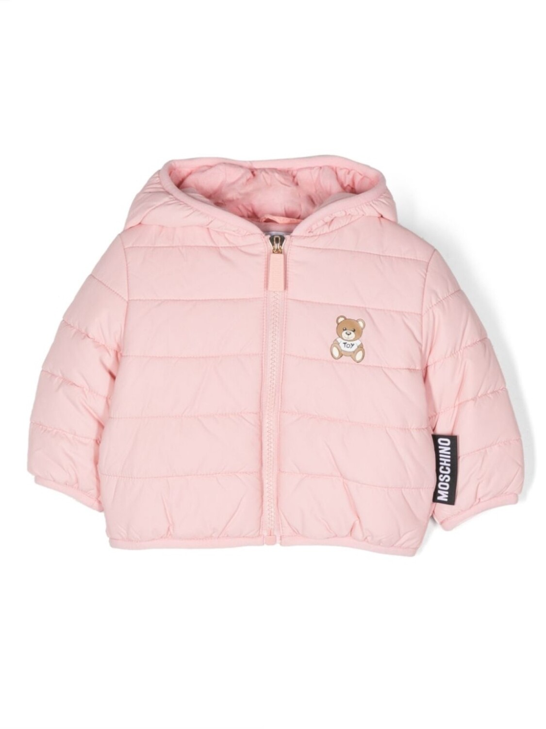

Пуховик Teddy Bear с капюшоном Moschino Kids, розовый